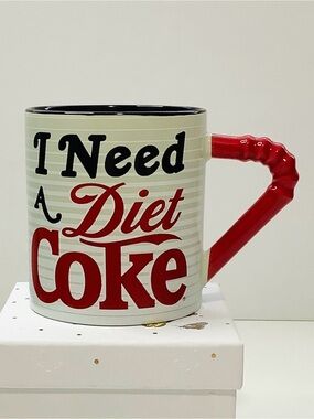 Silver Buffalo Coca Cola I Need A Diet Coke 3D Sculpted Straw Handle Ceramic Mug